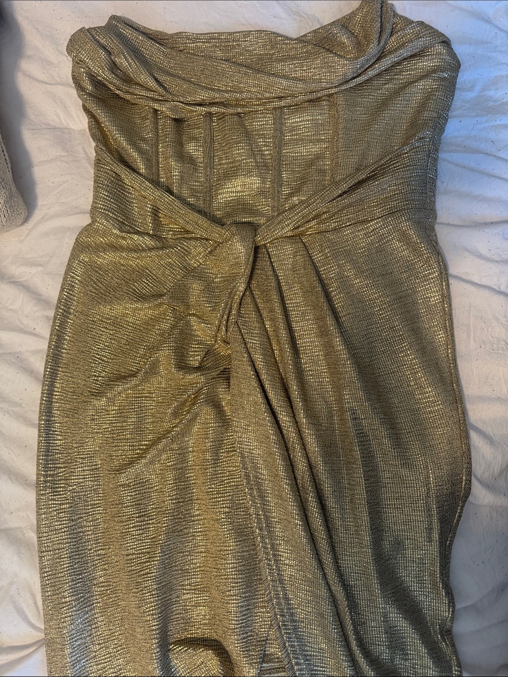 Showpo Gold One-Shoulder High-Low Cocktail Dress